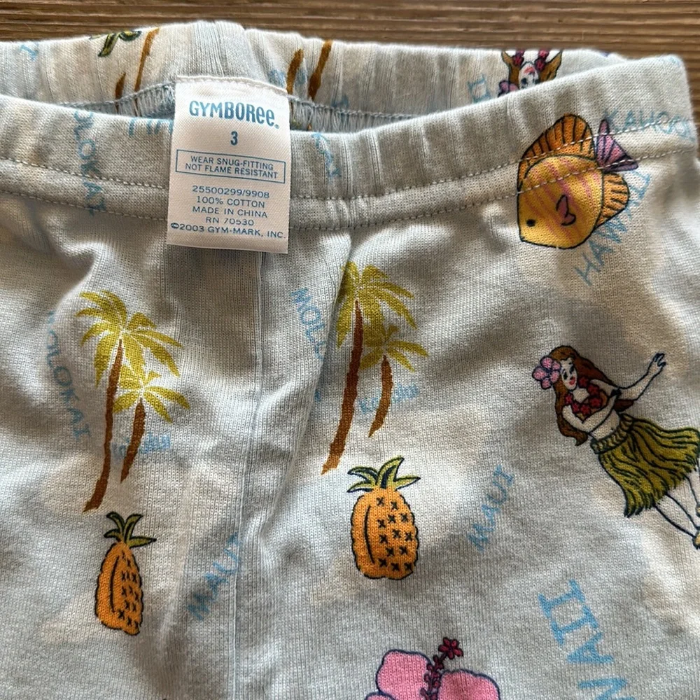 Gymboree Sleepwear Hawaii 2 piece pajama set top/pants sz 3